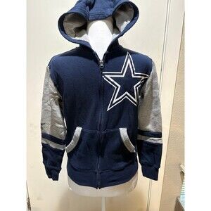 Youth Boys Dallas Cowboys zip up hoodie hooded sweatshirt size M 10/12